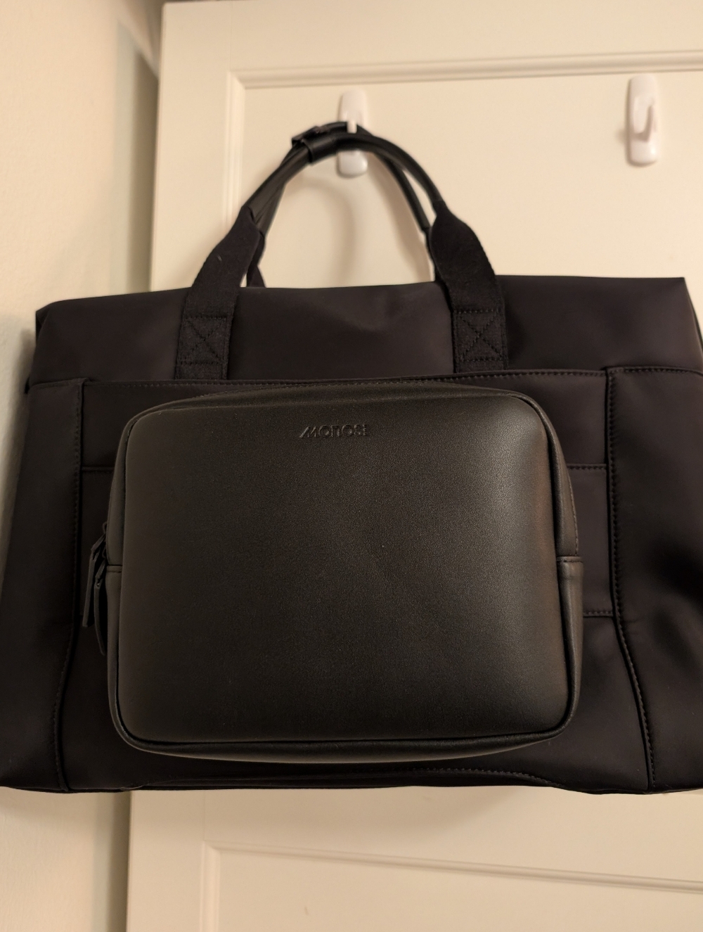 Mackage Black Leather Front Pouch Tote Bag
